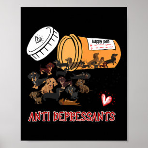 Affiche Wiener Chien Saucisse Chiot Lover Antidépresseurs