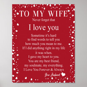 Affiche Wife Gifts   Letter To My Wife Love From Husband