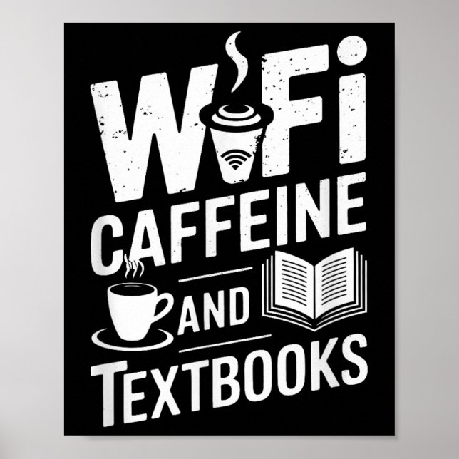 Affiche Wifi Caféine Et Manuels Scolaires  (Devant)