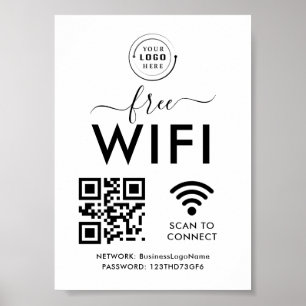 Affiche Wifi Network et QR Code Scan Business Retail