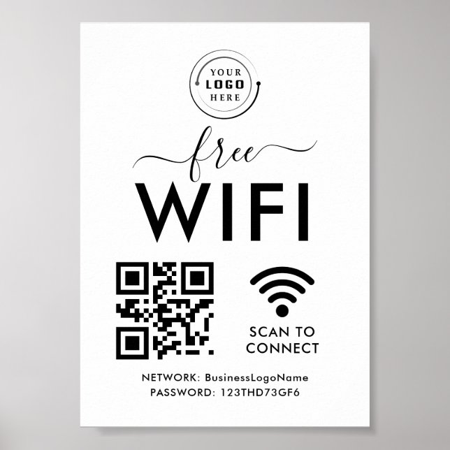 Affiche Wifi Network et QR Code Scan Business Retail (Devant)