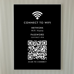 Affiche Wifi Network   QR Code Internet Password Black