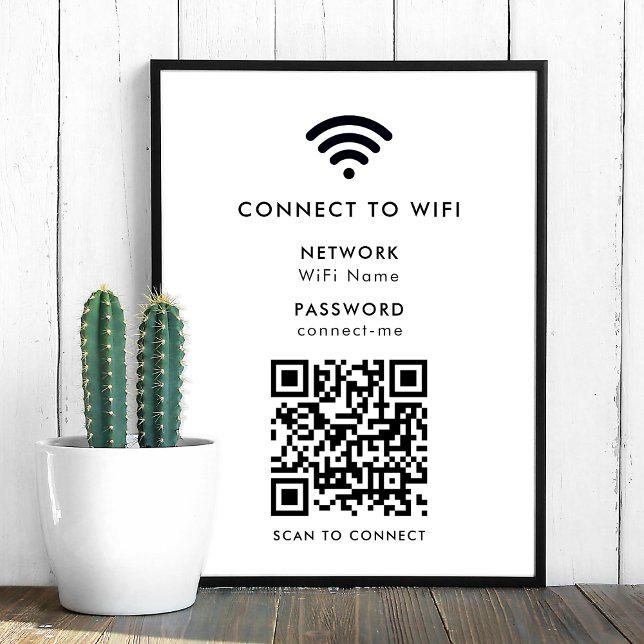Affiche Wifi Network | QR Code Internet Scan to Connect (Wi-Fi poster print wall sign with interactive QR code, connecting visitors seamlessly to your WiFi)