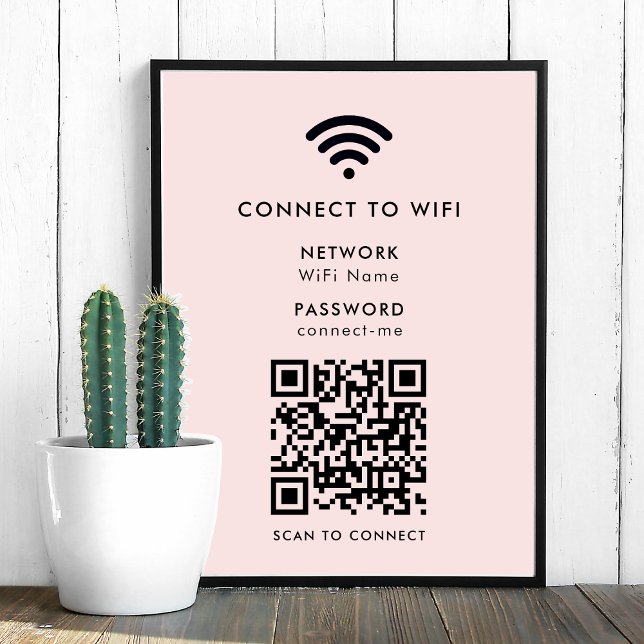 Affiche Wifi Network QR Code internet Scan to Connect Pink (Créateur téléchargé)