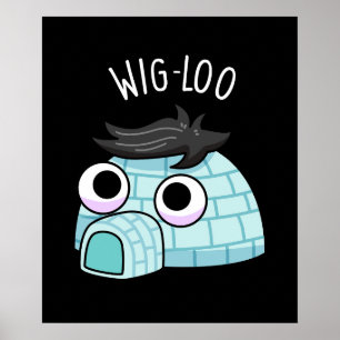 Affiche Wig-loo Igloo Drôle de Calembour Fond Sombre