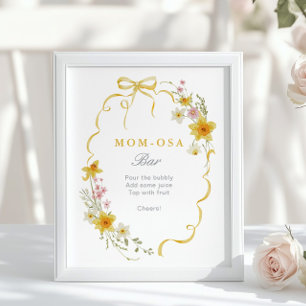 Affiche Wiildflower Mom-osa Bar Baby shower Floral Bow