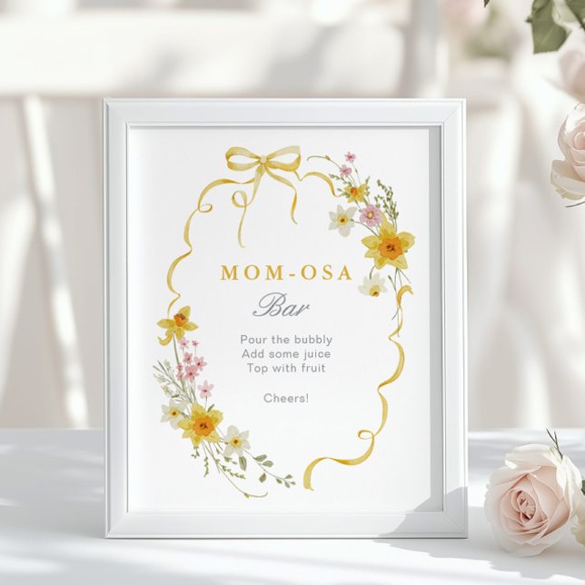 Affiche Wiildflower Mom-osa Bar Baby shower Floral Bow (Créateur téléchargé)