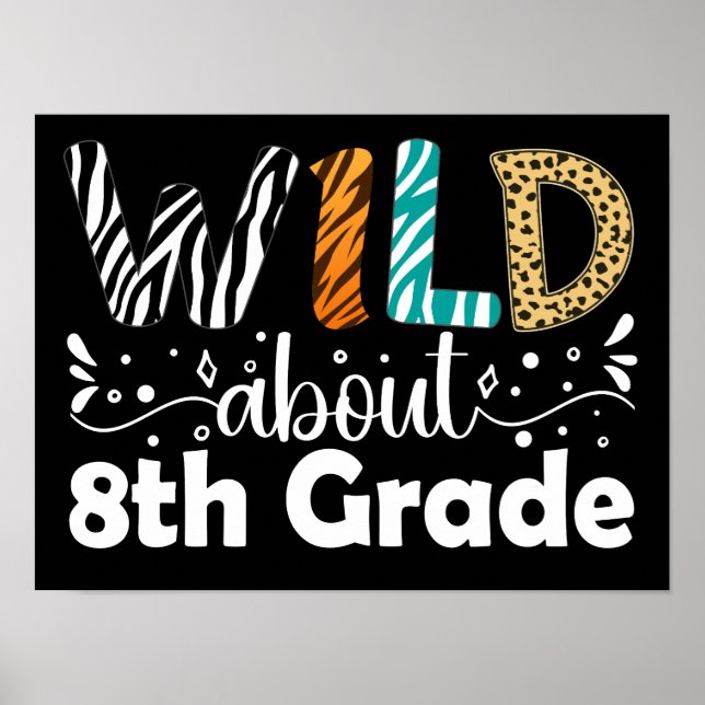 Affiche Wild À propos 8e année Enseignant élève drôle (Devant)
