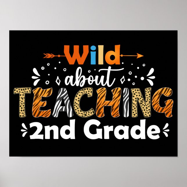 Affiche Wild About Enseignement 2e année Funny Enseignant  (Devant)