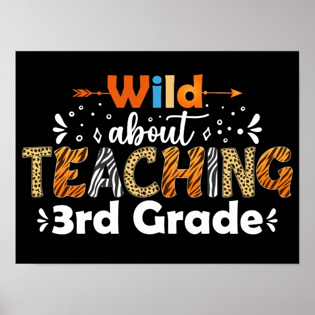 Affiche Wild About Enseignement 3e année Funny Enseignant  (Devant)