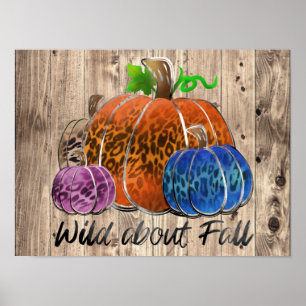 Affiche Wild About Fall Empreintes de léopard Citrouilles