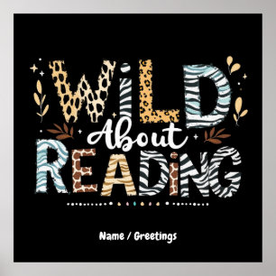 Affiche Wild About Reading Book Lover & Animal Design