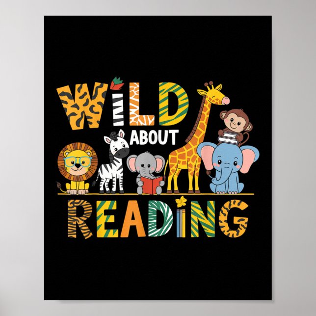 Affiche Wild About Reading Kid Love Wild Animal Books Back (Devant)