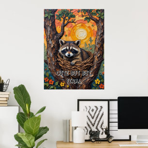 Affiche Wild and Wonderful : Raccoon dans le nid
