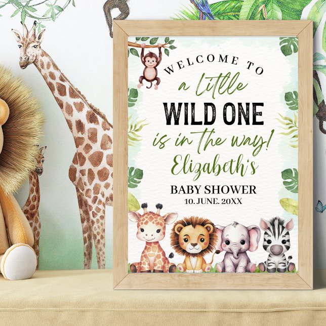 Affiche Wild Animals Baby Shower Boy (Créateur téléchargé)