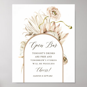 Affiche Wild Boho Protea Pampas Grass Mariage Open Bar
