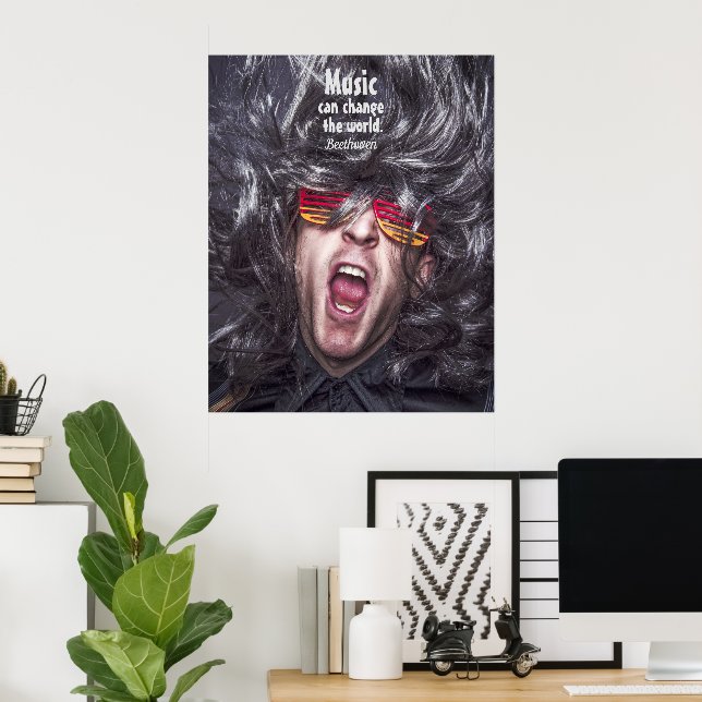 Affiche Wild Crazy Man Musician Wild Hair (Bureau à domicile)