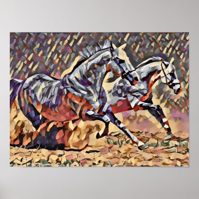 Affiche Wild Horses abstract Animal western Art (Devant)