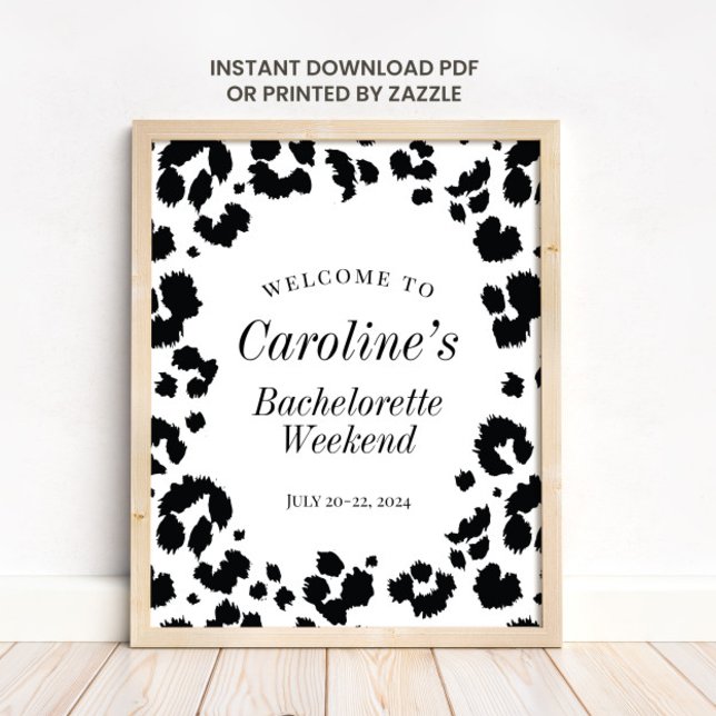 Affiche Wild Leopard Print Bachelorette Party Welcome Sign (Créateur téléchargé)