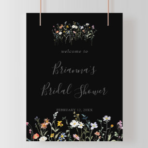 Affiche Wild Multicolor Floral Noir Douche nuptiale Bienve