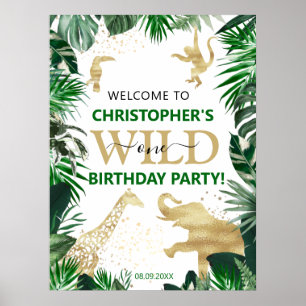 Affiche Wild One 1st Jungle Safari Anniversaire Bienvenue
