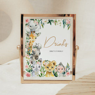 Affiche Wild One Floral Safari Baby shower Boissons