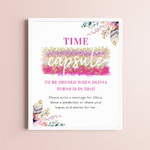 Affiche Wild One Girl's First Birthday Time Capsule