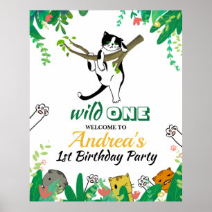 Affiche Wild One Kitty Chat Kitten 1er Invitation annivers