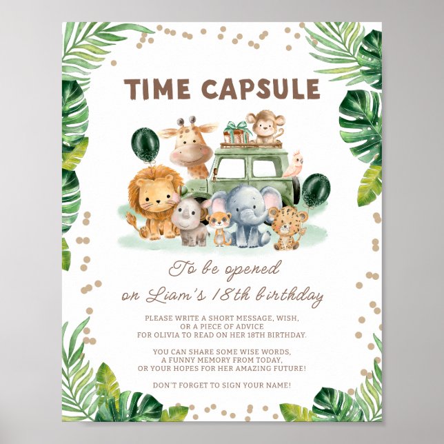 Affiche Wild One Safari 1st Birthday Time Capsule Sign (Devant)