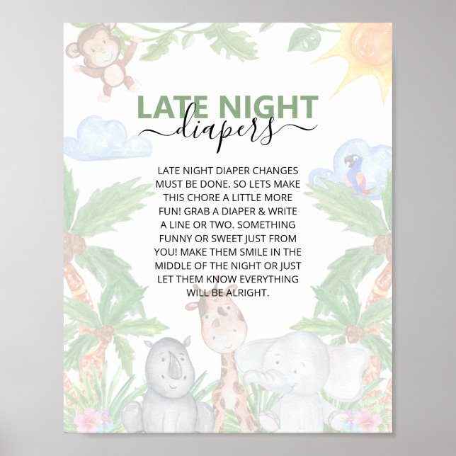 Affiche Wild One Safari Baby shower tard la nuit Dehors Po (Devant)