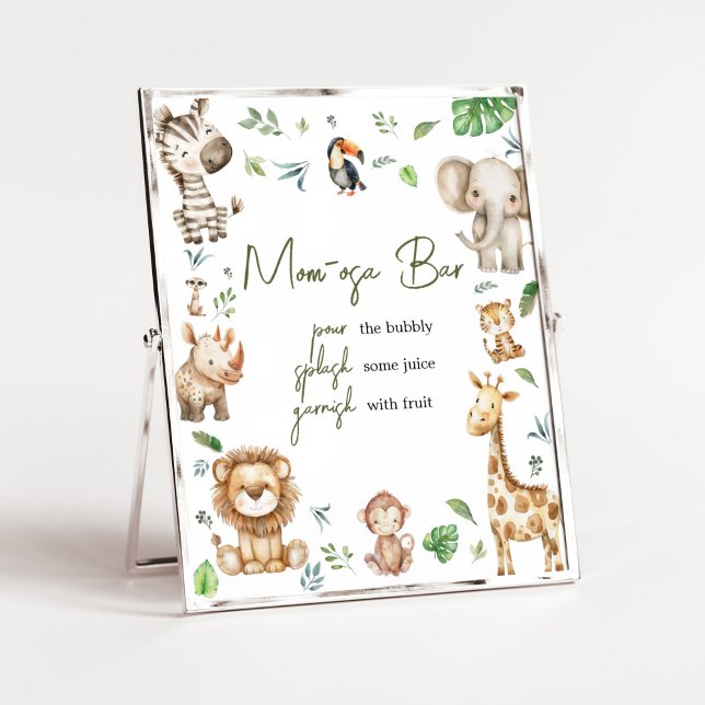 Affiche Wild One Safari Mom Osa Bar Baby shower (Little Wild One Safari Animals Baby Shower Mom Osa Bar Sign)