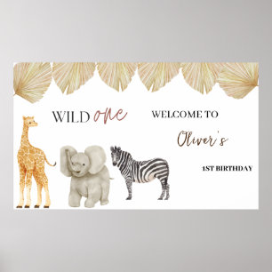 Affiche Wild One Safari Thème Premier Anniversaire