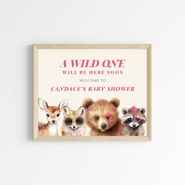 Affiche Wild One Woodland Animaux Baby shower Bienvenue (Créateur téléchargé)