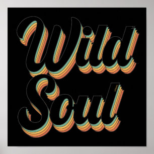 Affiche WILD SOUL 70's typographie rétro design vintage