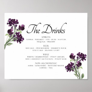 Affiche Wildbloom Menu du bar Fleurs bohémiennes Deep Pu