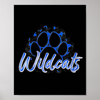 Affiche Wildcats féminines Bleu Noir Cheetah École Sports