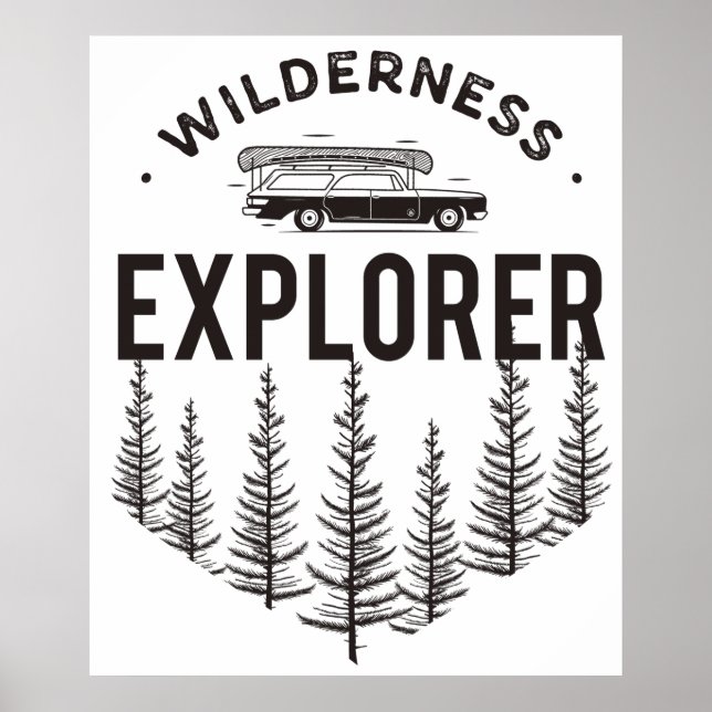 Affiche Wilderness Explorer Station Wagon Canoe Trees (Devant)