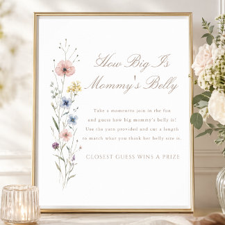 Affiche Wildflower Baby Shower How Big Is Mommy's Belly