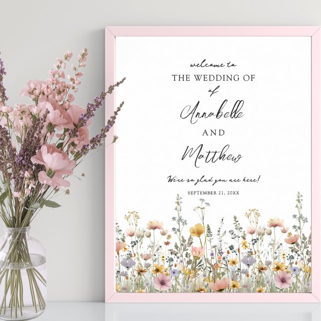 Affiche Wildflower Floral Wedding Welcome Sign (Wildflower Floral Wedding Welcome Sign)