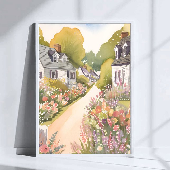 Affiche Wildflower Way | Coastal Beach Town Watercolor (Créateur téléchargé)