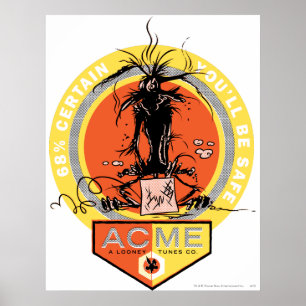 Affiche Wile E Coyote Acme - 68% Certain Vous Serez En Séc