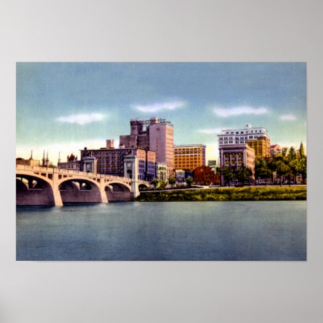 Affiche Wilkes Barre Pennsylvania Skyline Susquehanna Rive (Devant)