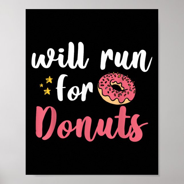 Affiche Will Run For Donuts - Motivation Fitness Life  (Devant)