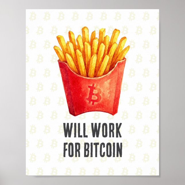 Affiche Will Work For Bitcoin (Devant)