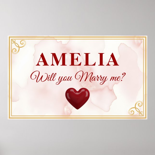 Affiche Will you marry me Red Heart Romantic Proposal (Devant)