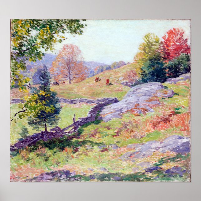 Affiche Willard Leroy Metcalf Hillside Pastures Septembre (Devant)
