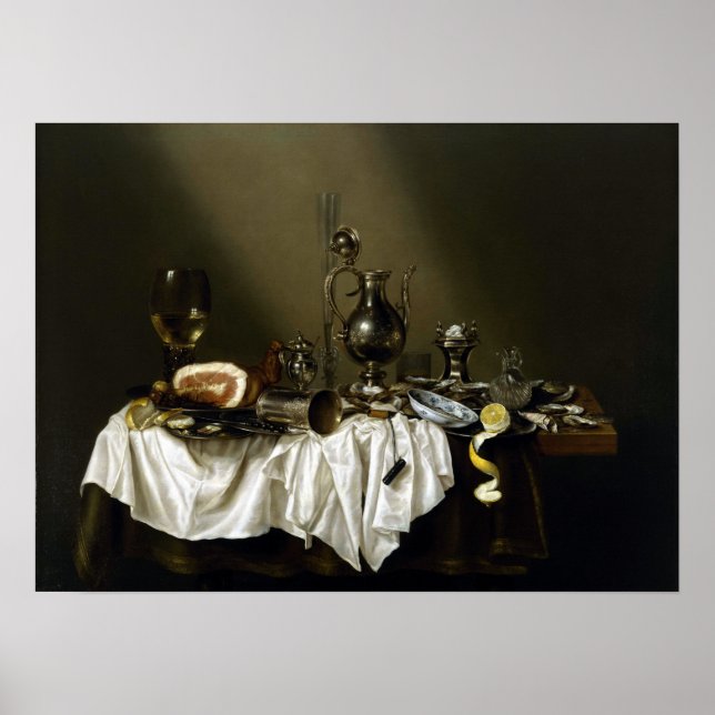 Affiche Willem Claesz Heda Pièce de banquet avec jambon (Devant)