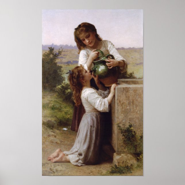 Affiche William-Adolphe Bouguereau-À La Fontaine (Devant)