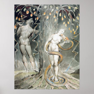 Affiche William Blake La tentation et la chute d'Eve