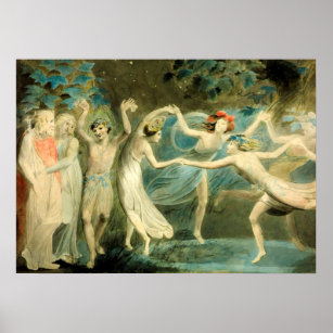 Affiche William Blake Oberon, Titania et Puck avec Fairie
